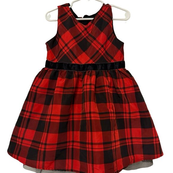Cat & Jack Other - Cat & Jack Girls Sleeveless Buffalo Check Plaid Dress Red Black Size - 4T